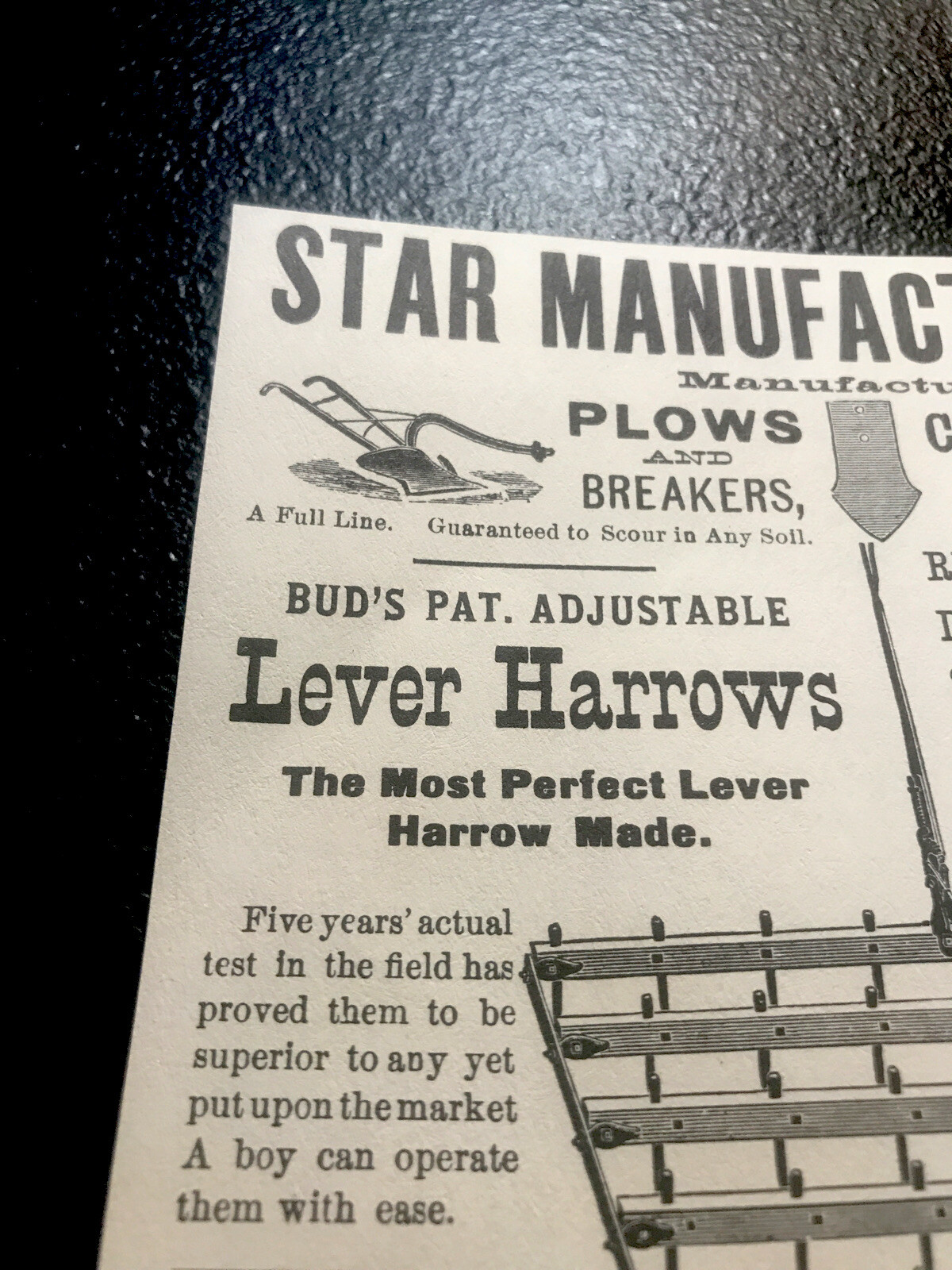 1889 Star Plows & Farm Implements Advertising – Carpentersville – Illinois