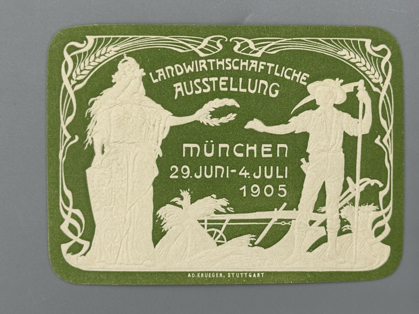 1905 MUNCHEN Germany FARM EXPO Agricultural Advertising POSTER STAMP Munich