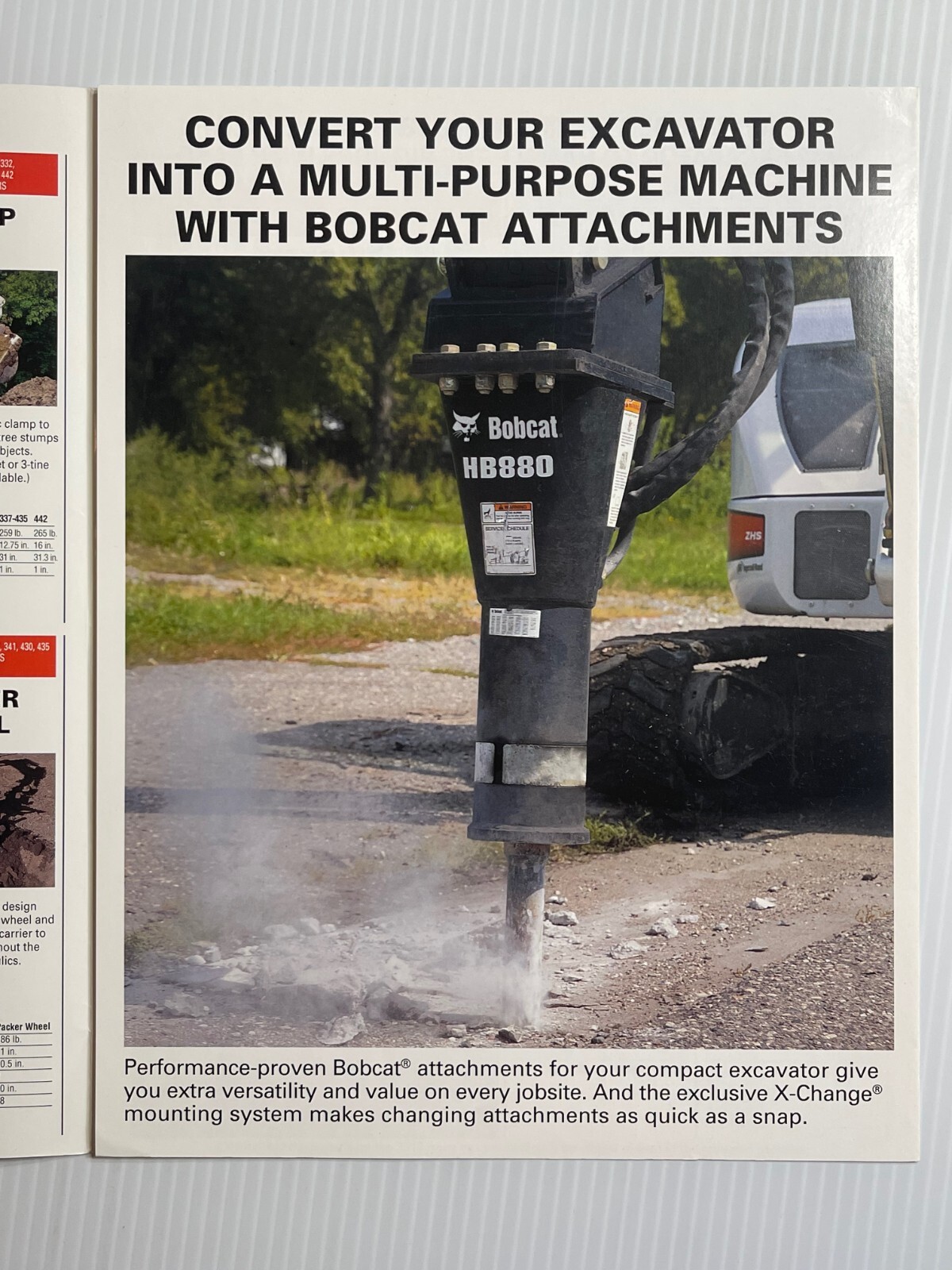 Bobcat Attachments For Excavators Sales Brochure *2000s* (Showroom Book)