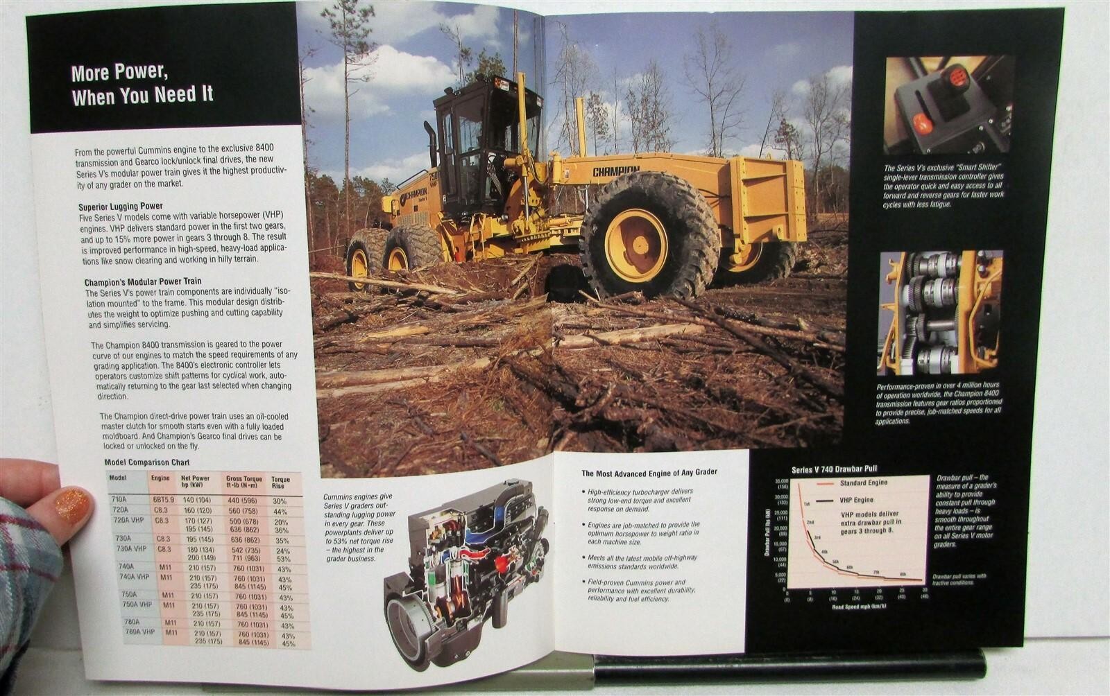 1997 Champion Series V Road Motor Grader Specifications Construction Brochure