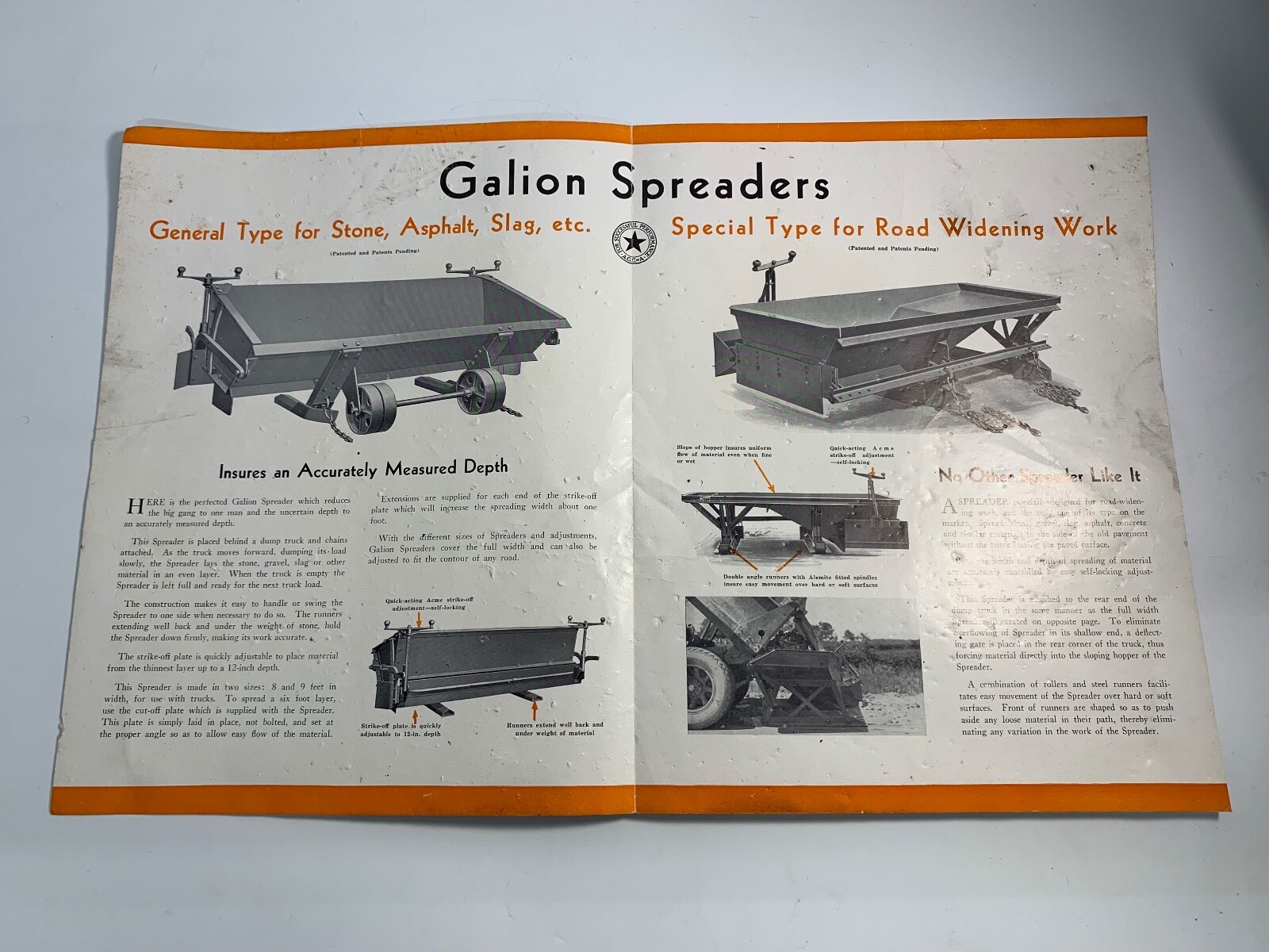 GALION SPREADERS – GALION IRON WORKS MFG CO OHIO, ASPHALT, STONE, GRAVEL, SLAG
