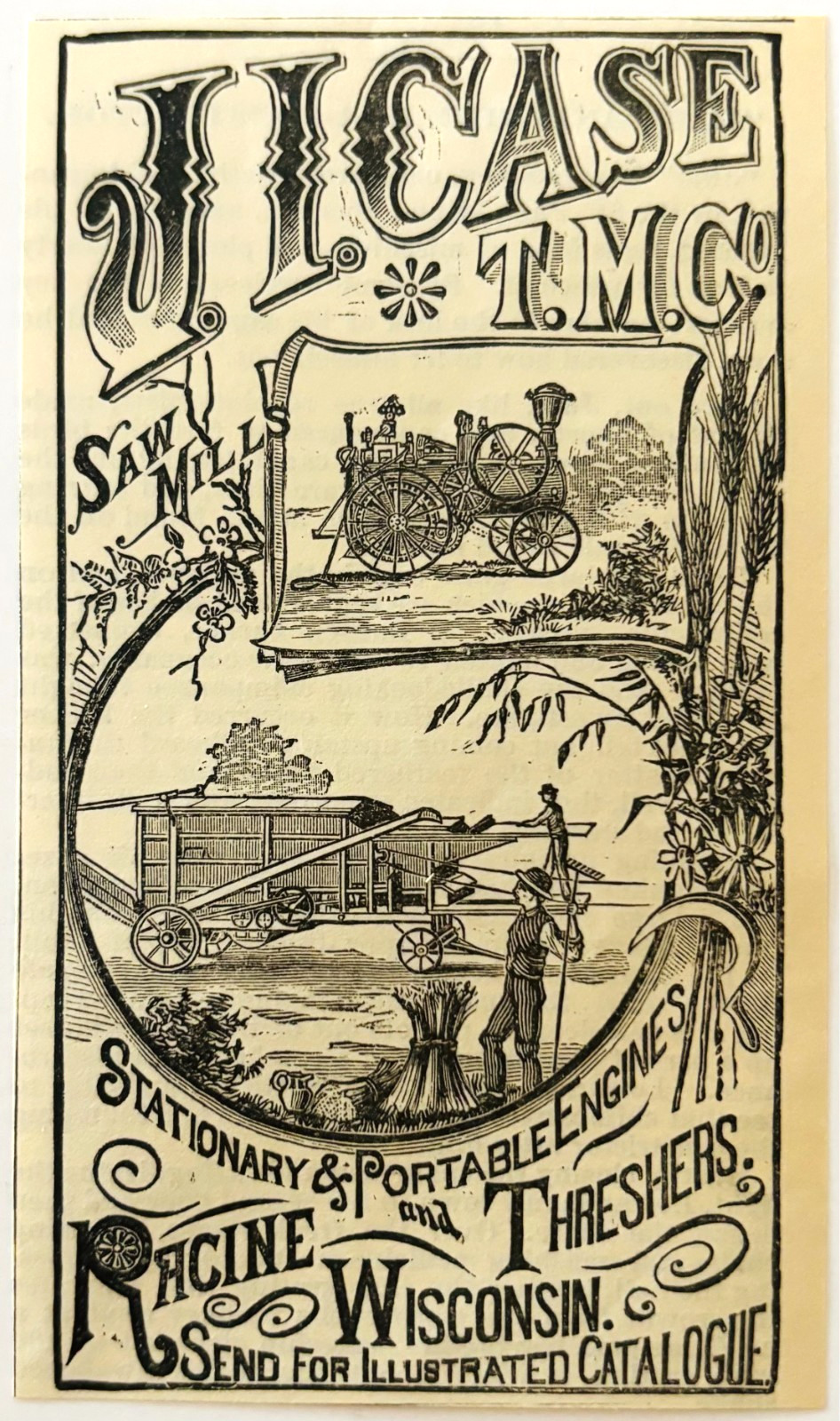1886 Case Threshers Advertisement Victorian Agriculture Racine Wisconsin DWKK27H