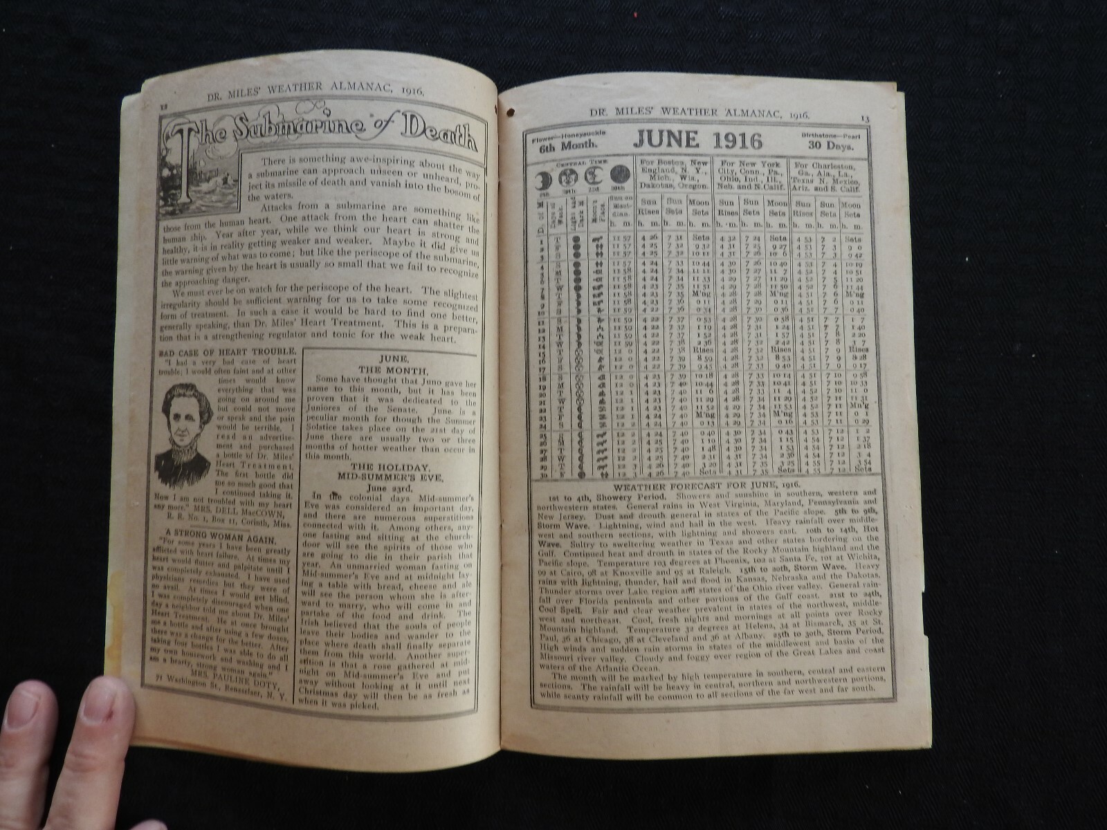 1916 1929 DR. MILES NEW WEATHER Almanac & Handbook- ELKHART IN VERY GOOD SHAPE