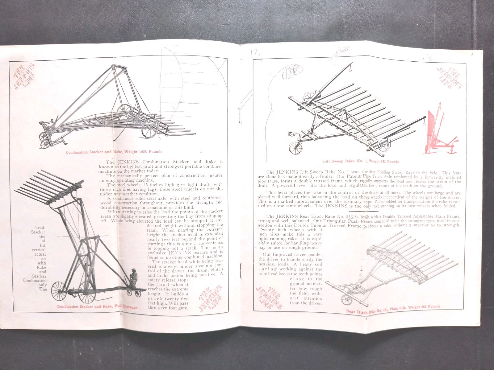1910s Jenkins Hay Rake Moline NB Farm Dealer Sales Brochure Advertising