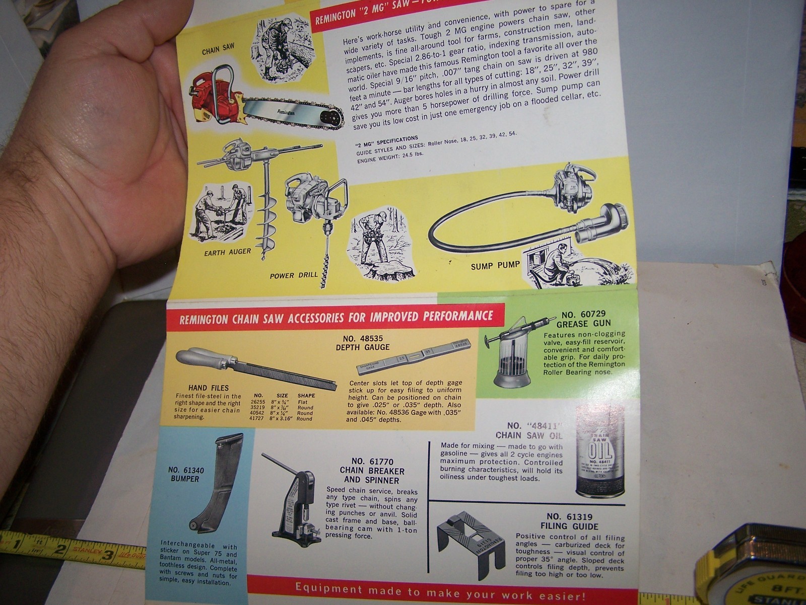 REMINGTON CHAIN SAW Sales Brochure Poster Timber Forestry Firewood Drill Auger