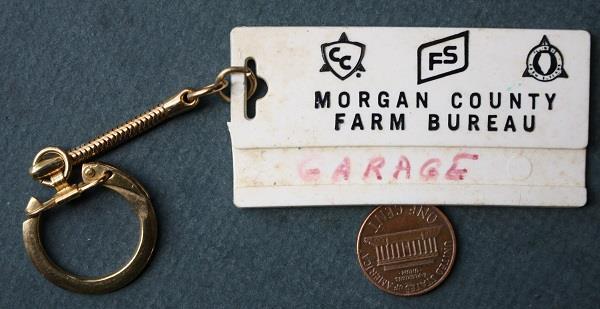 1960-70s Era Jacksonville Illinois Morgan County Farm Bureau keychain VINTAGE —