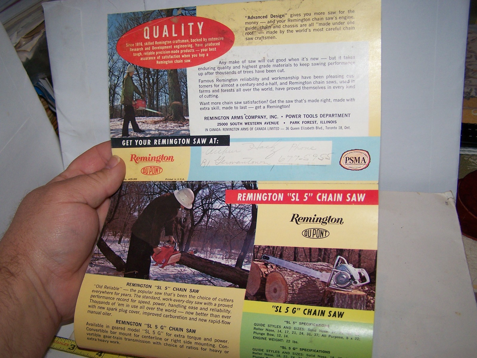 REMINGTON CHAIN SAW Sales Brochure Poster Timber Forestry Firewood Drill Auger