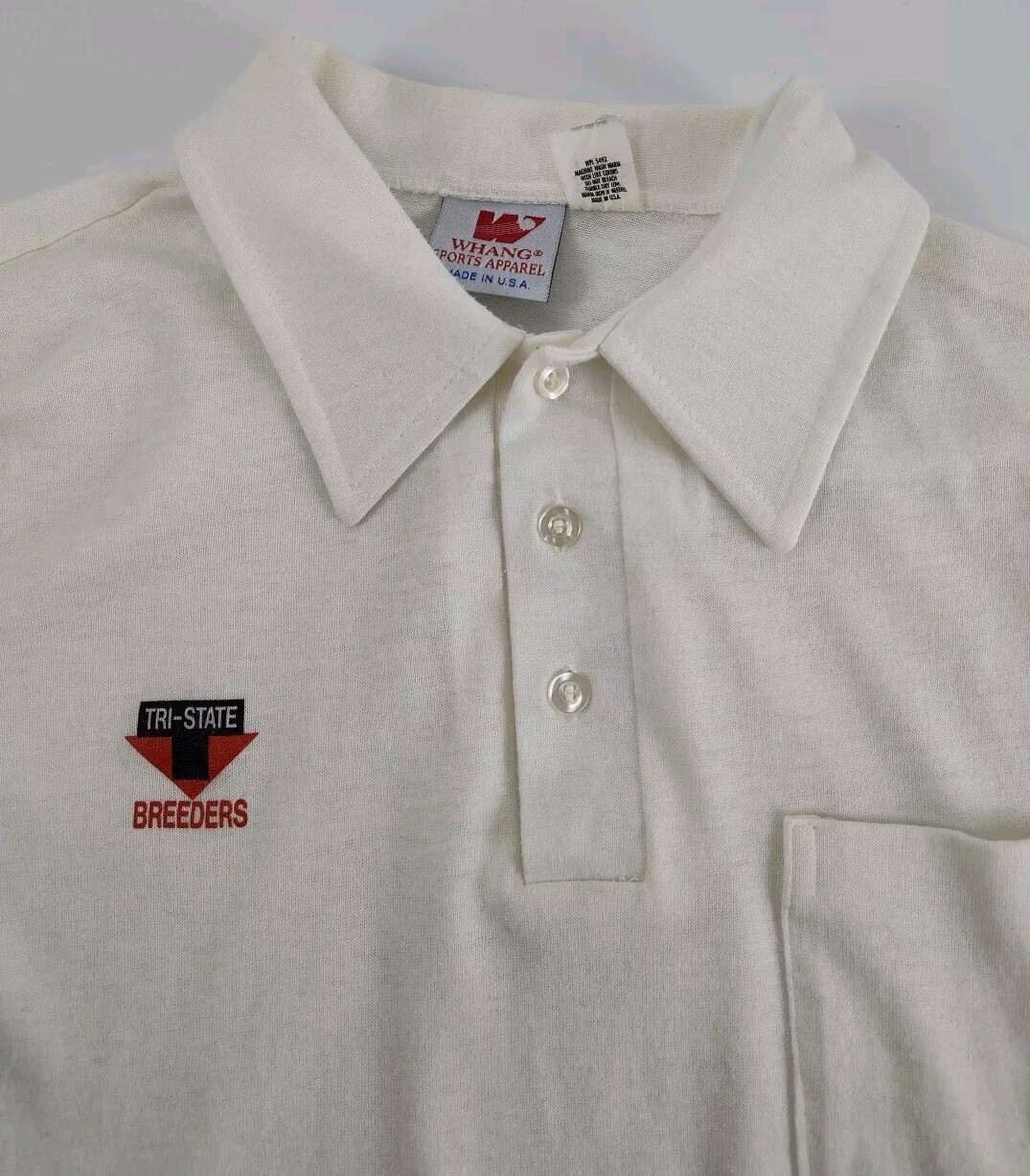 Vintage Tri-State Breeders White Polo Shirt Size L USA