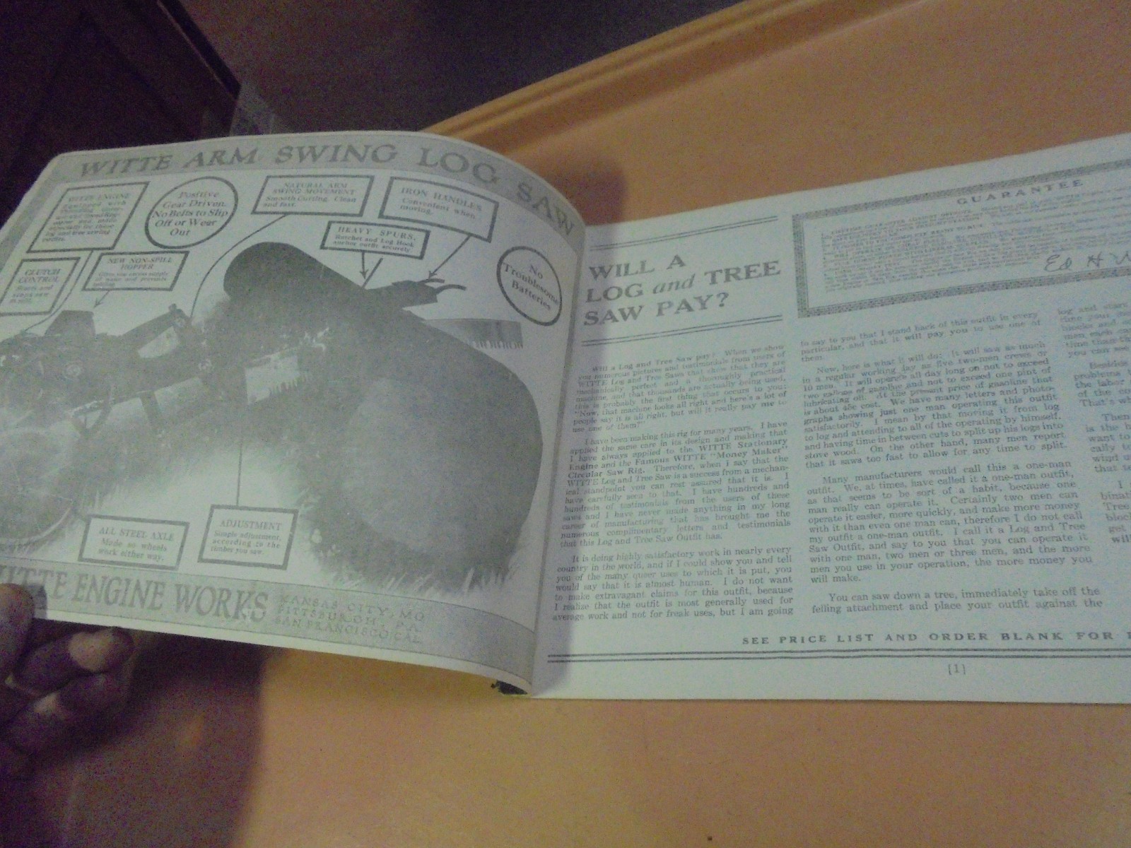 Vintage Reprint of Witte Engine Works Catalog Straight talk on Log and Tree Saws