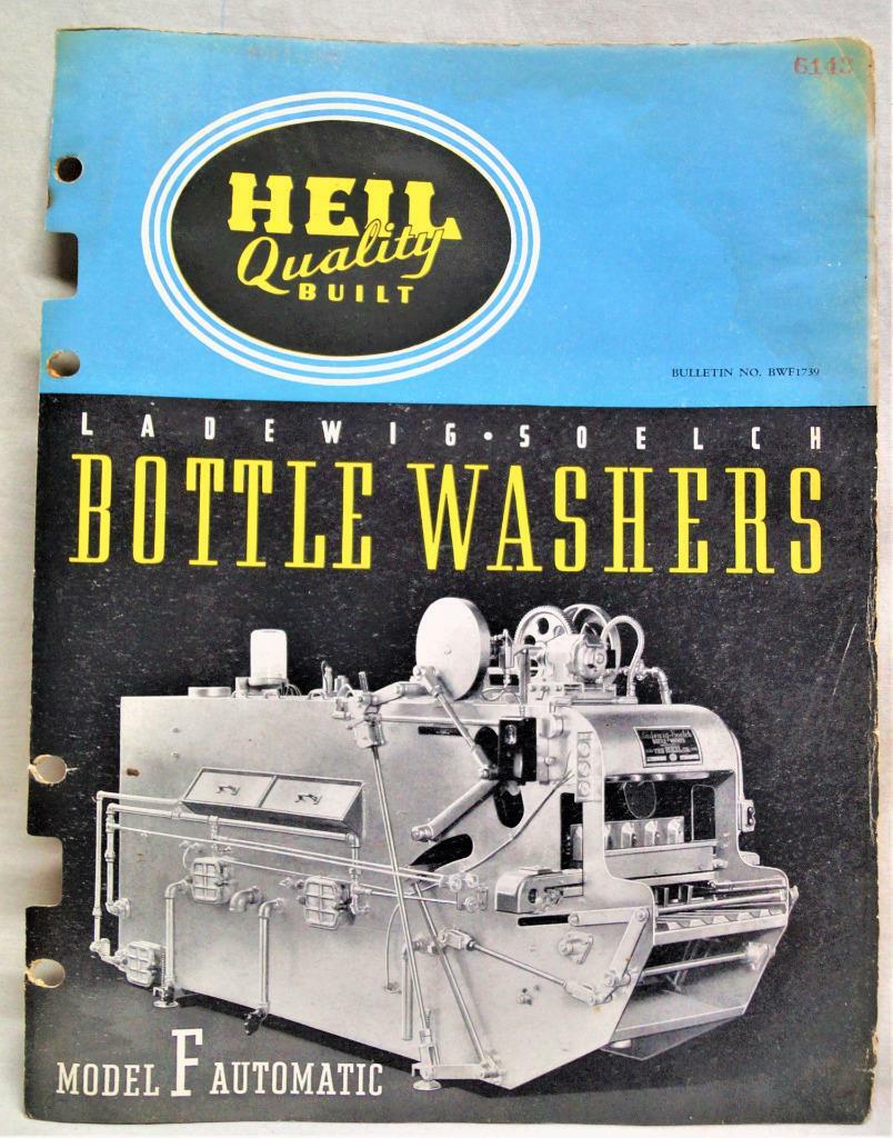 HEIL MILK BOTTLE WASHER MODEL F MACHINERY ADVERTISING SALES BROCHURE 1945