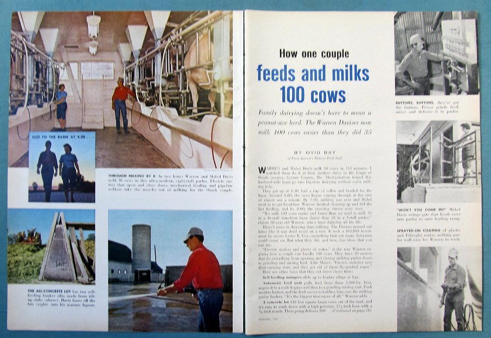 Orig 1967 Dairy Ad/Article Photos of Warren & Mable Davis of Greene County MO