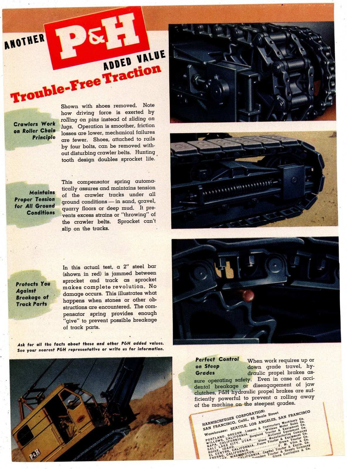 1946 P & H Harnischfeger Excavators 1 Pg. Two Sided Ad: « Greatest Crawlers Ever »