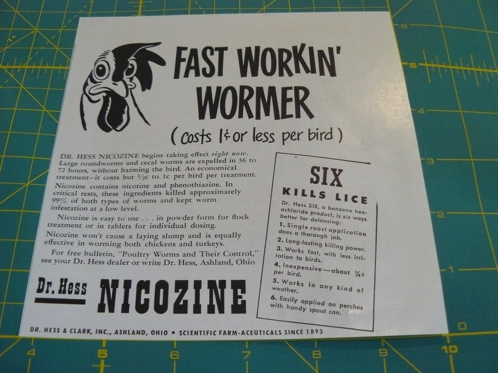 THE FARM QRTLY- AUTUMN 1951 -ad- DR. HESS NICOZINRE WORMER / Ashland, OH