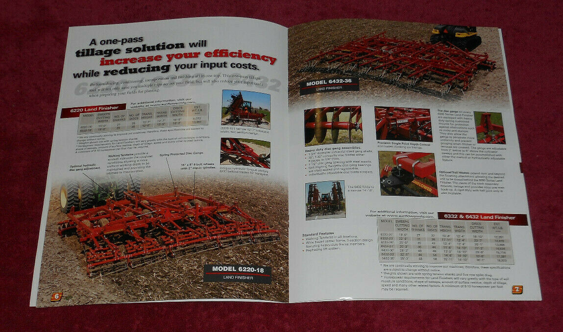 2003 Sunflower Seedbed Preparation Tools Series 5000 6000 7200 Brochure Specs