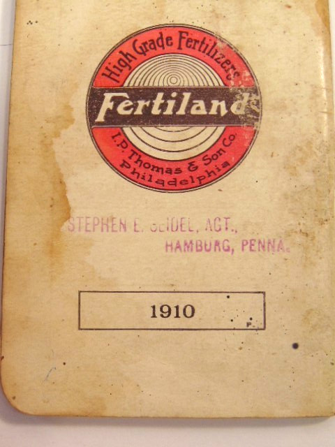 vintage circa 1909 L.P. Thomas & Son Co. fertilizer promotional pocket notebook