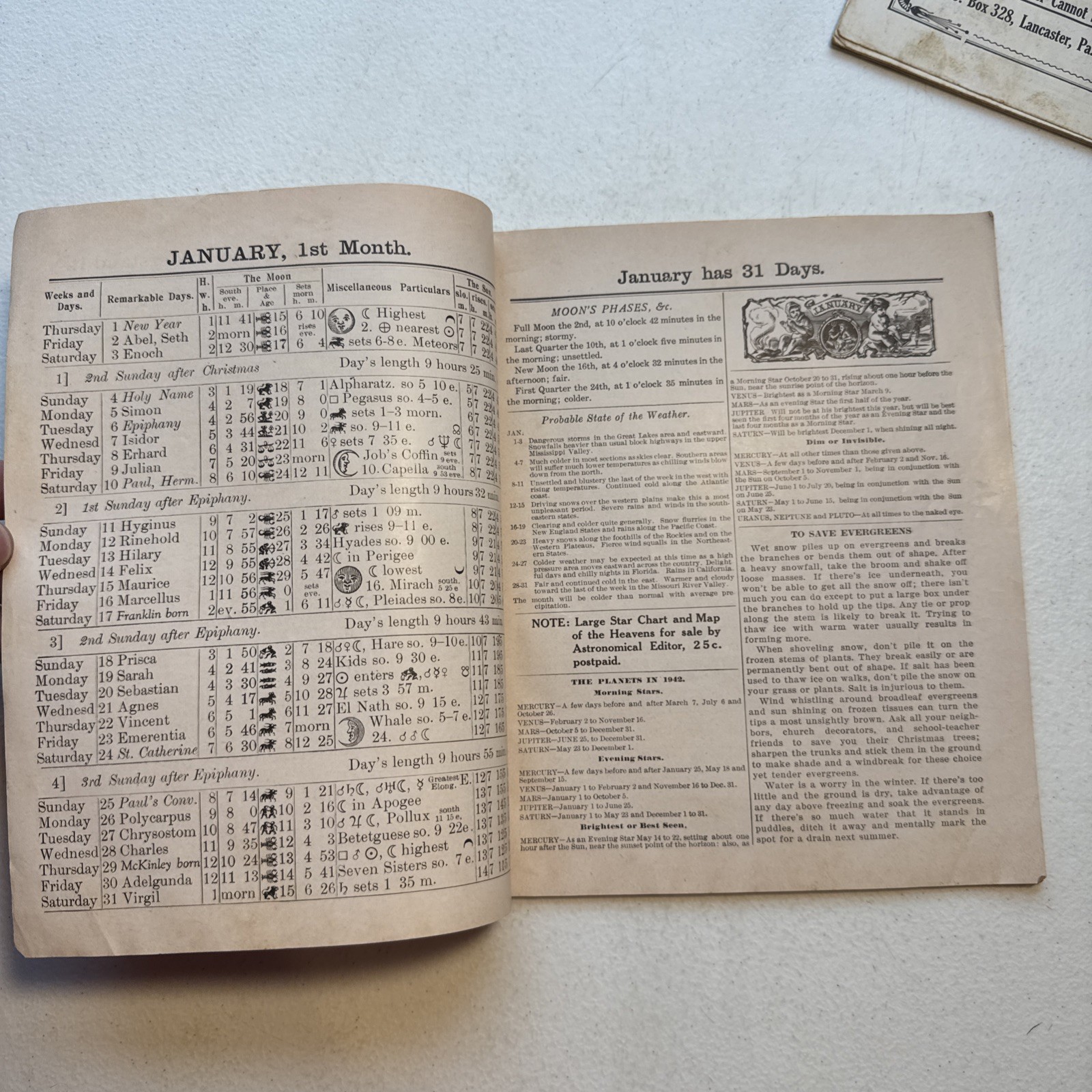 Vintage 1942 & 1950 John Baer’s Sons Agricultural Almanac Lancaster, PA