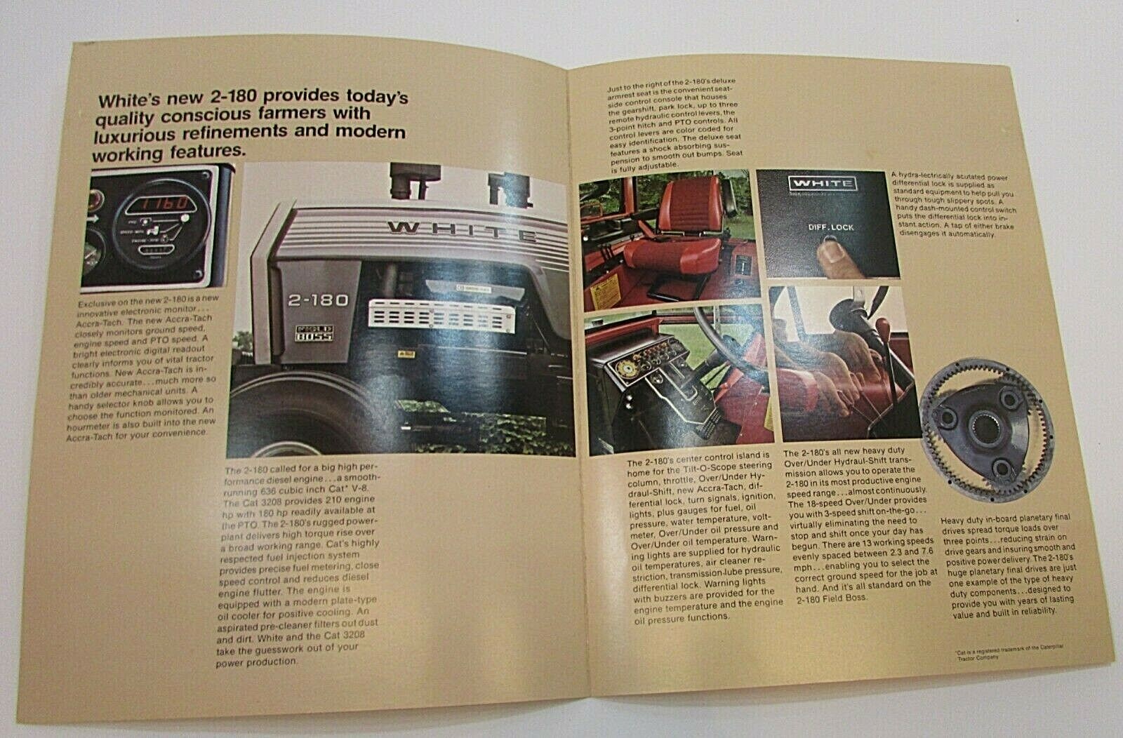 New Vintage 1977-1982 ? White Field Boss 2-180 Tractor Single Fold Brochure