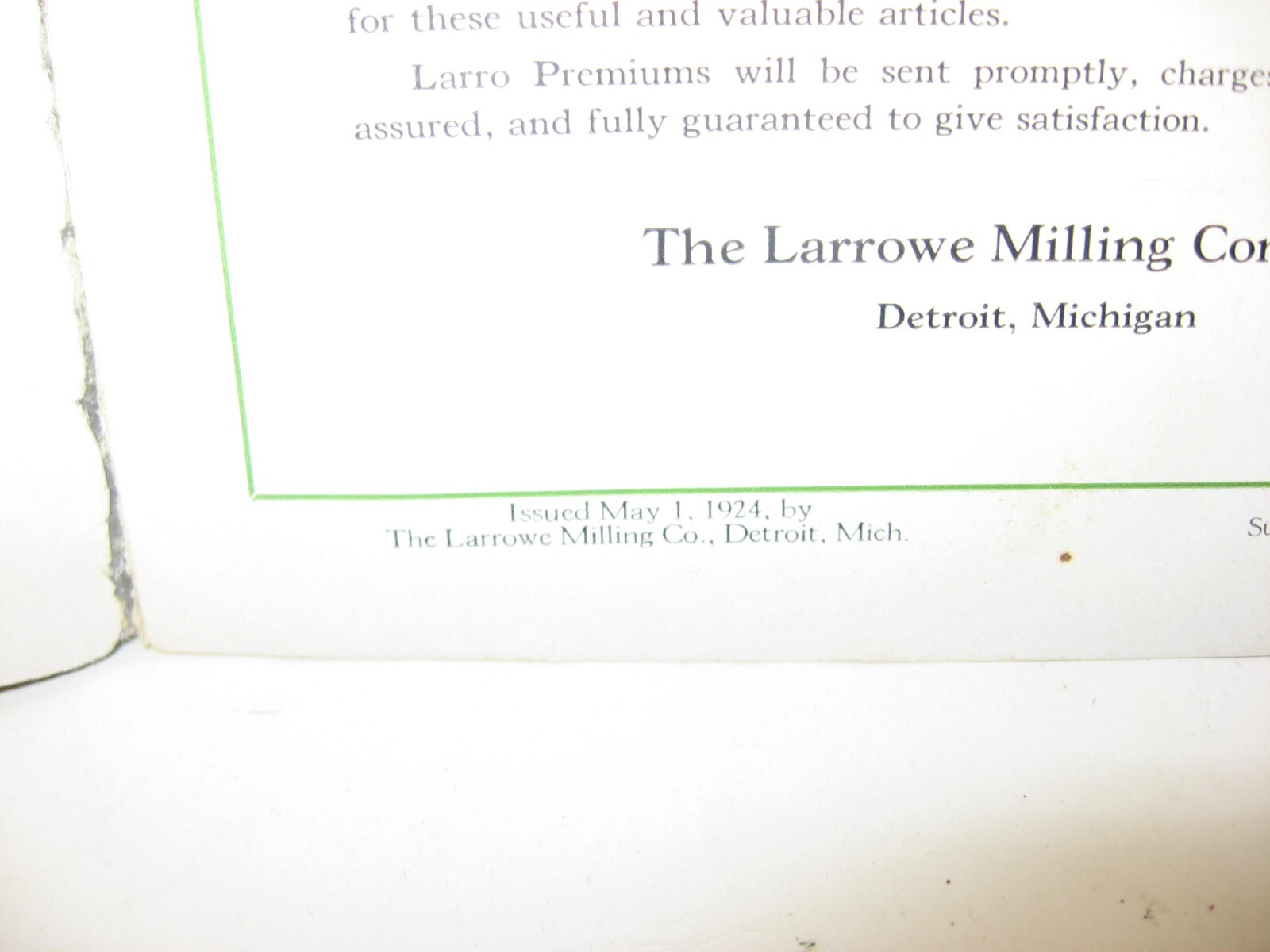 1924 Larrowe Milling Co PREMIUM CATALOG, Detroit, Michigan