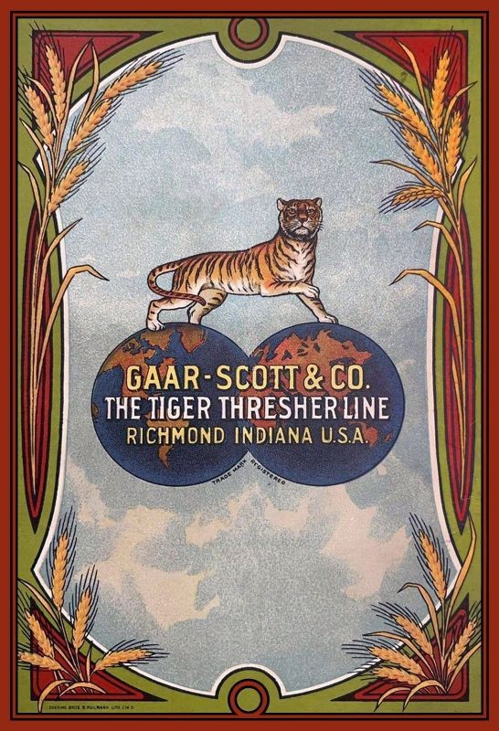 1910 Gaar Scott Tiger Threshing Equipment NEW Sign: 40&Prime; Tall Diecut USA STEEL