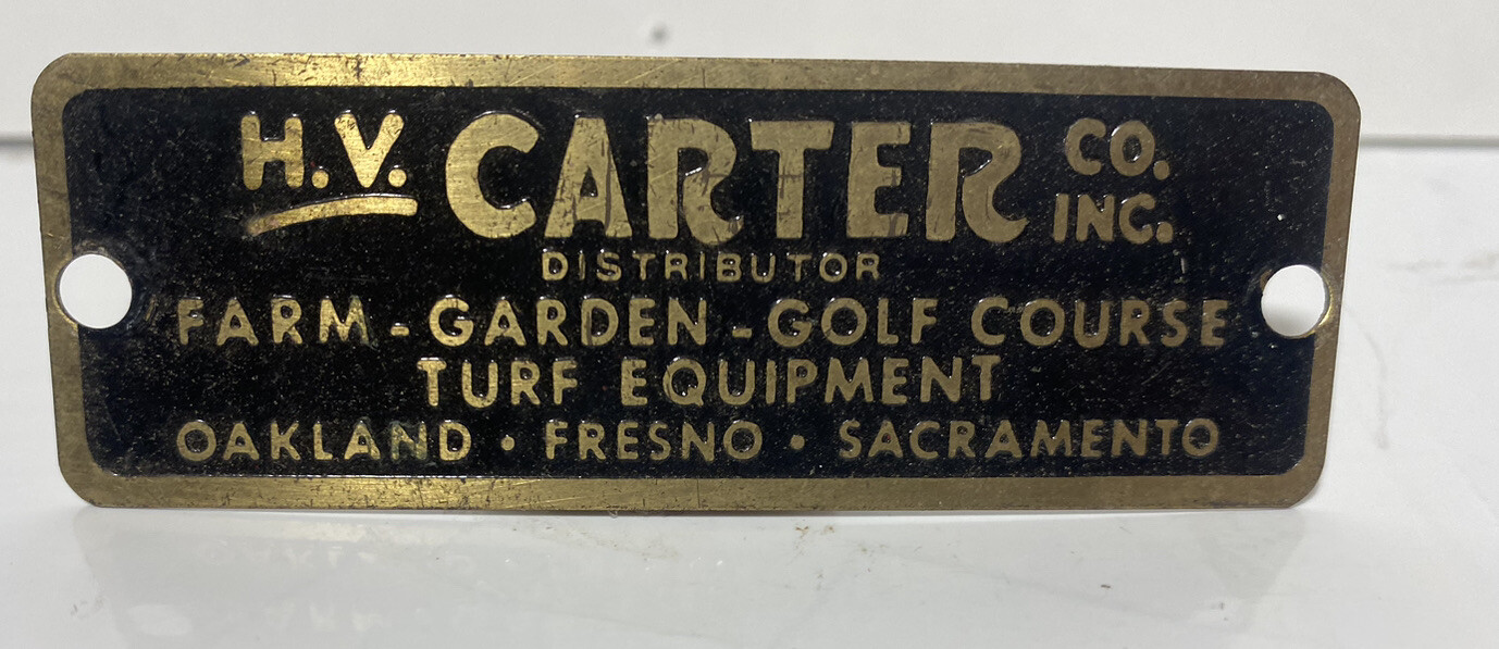H V Carter Farm Garden Golf Course Brass Emblem Name Plaque San Francisco Ca