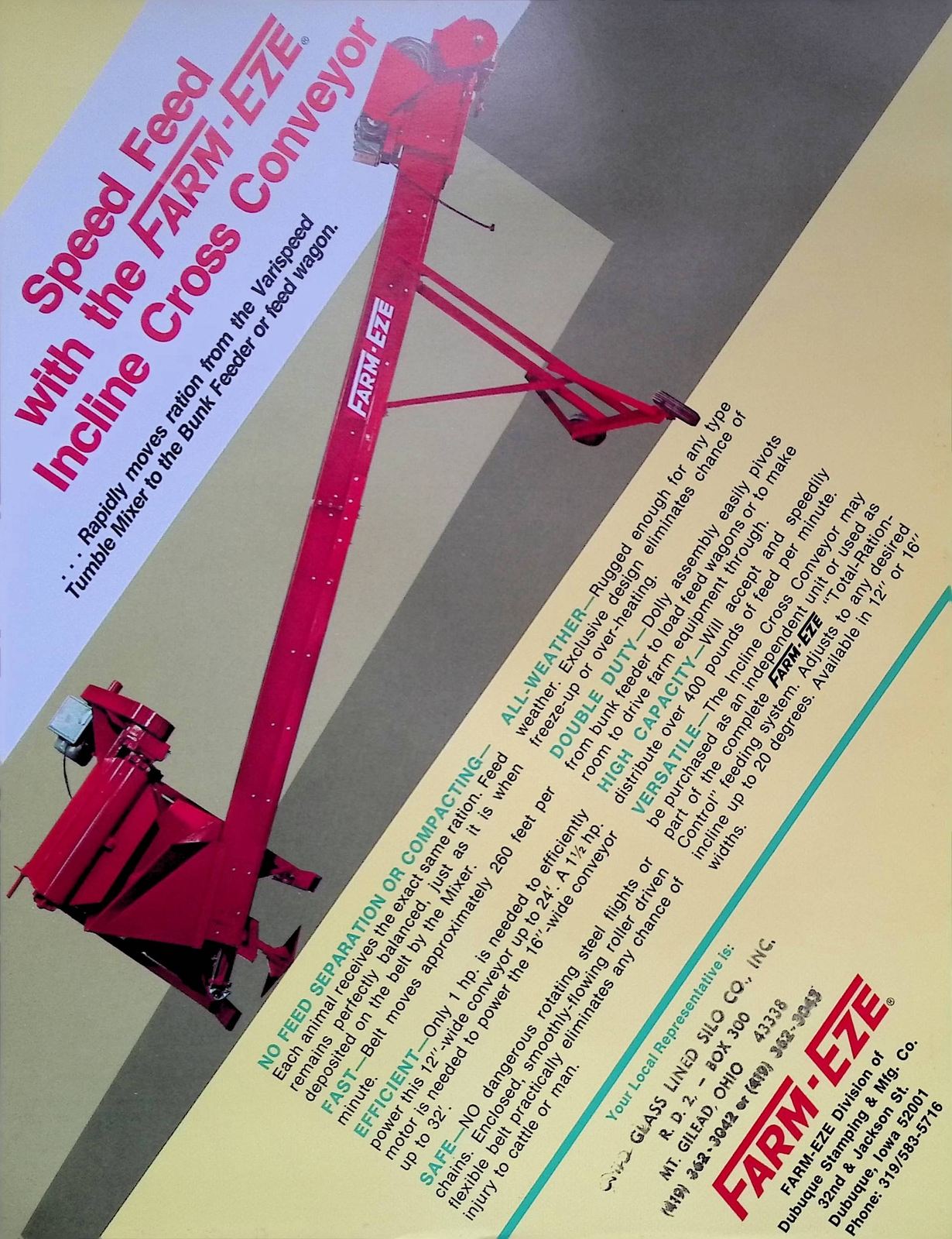 Vintage Farm Advertisement Spec Sheet Speed Feed with the FARM EZE Conveyor