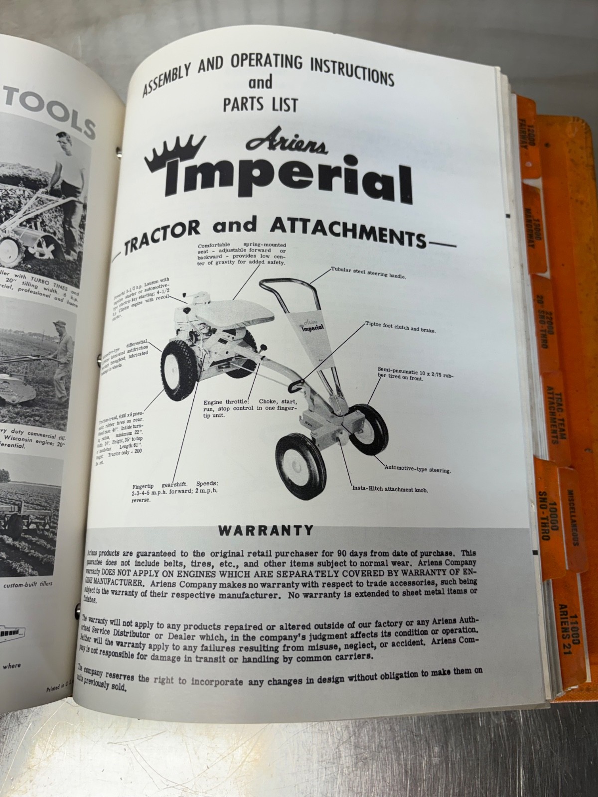 RARE ARIENS Equipment Dealer Service Manual Riding Mower Snow Mobile Tillers