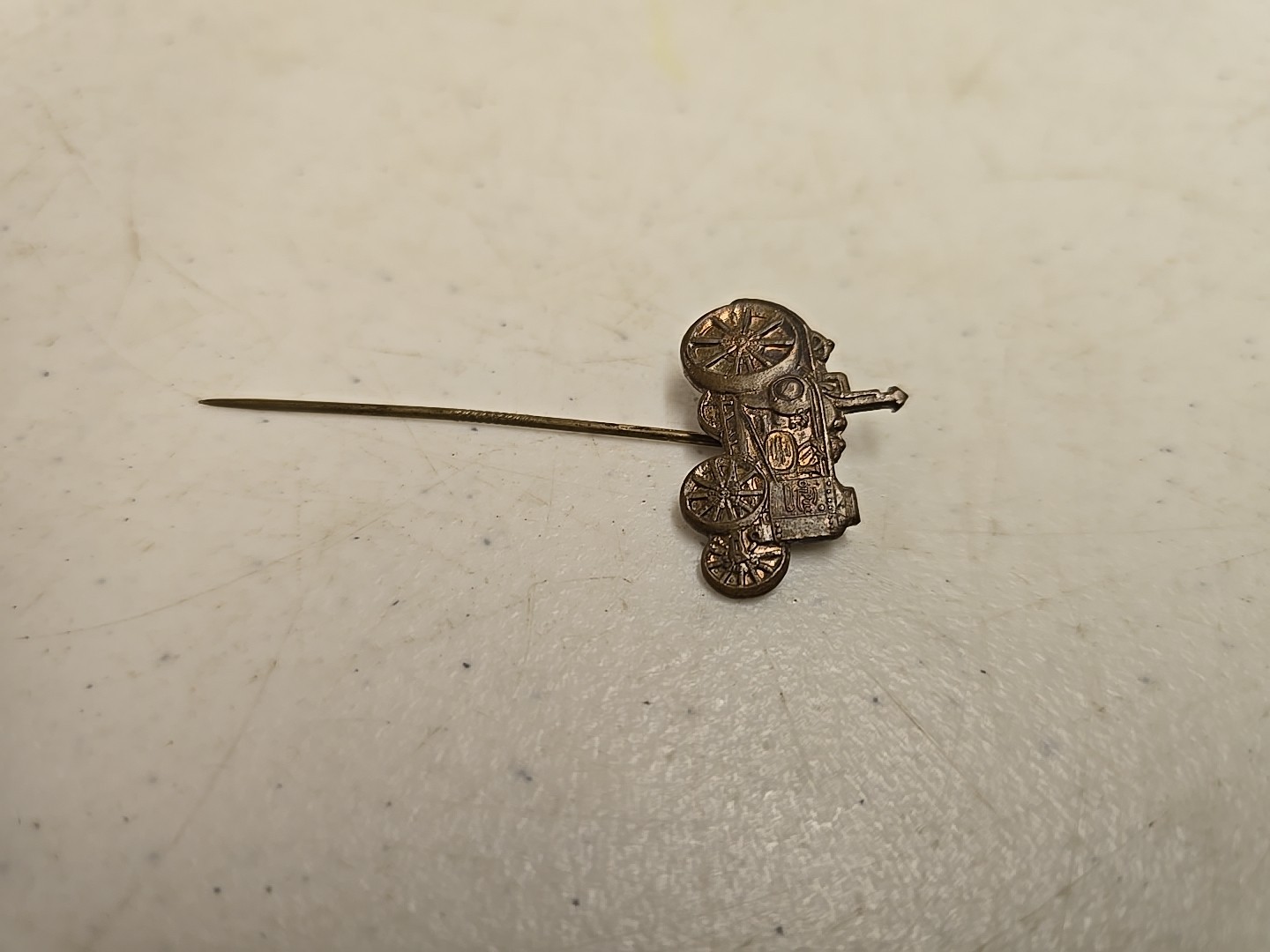 Antique 2.5&Prime; Brass Advance-Rumley La Porte IN Advertising Tractor Stick Pin