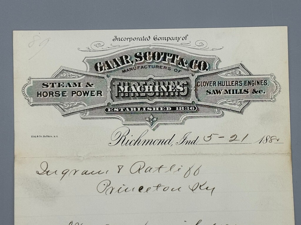1880 GAAR SCOTT Co THRESHING Advertising FARM Postal Cover Antique RICHMOND IN