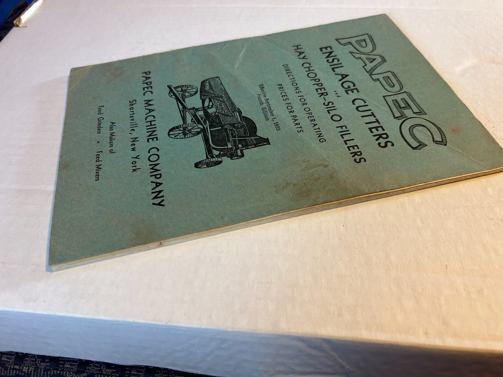 Vintage 1933 Papec Ensliage Cutters & Hay Chopper Directions & Operating Booklet