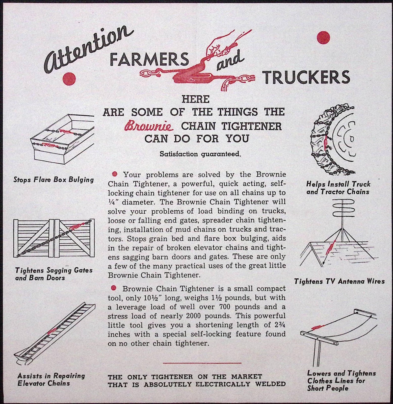 1956 The Brownie Chain Tightener for Grain Haulers Brochure