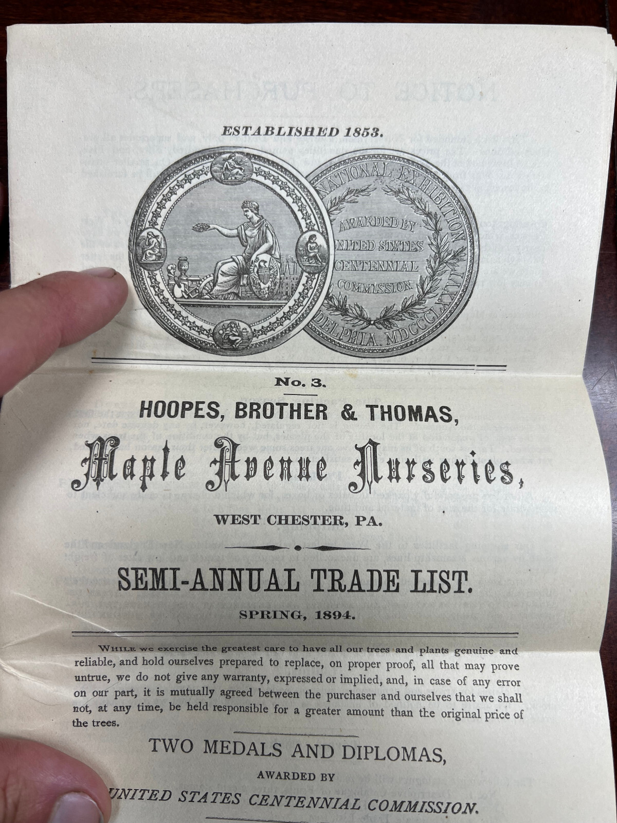 Hoopes Bro & Thomas Maple Ave Nurseries West Chester, Pa Catalogue & Envelope