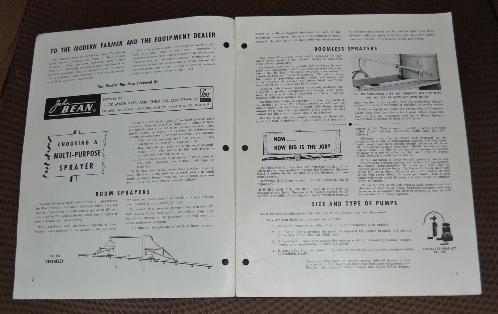 VTG 1960 John Bean Bond Multi Purpose Sprayers Brochure