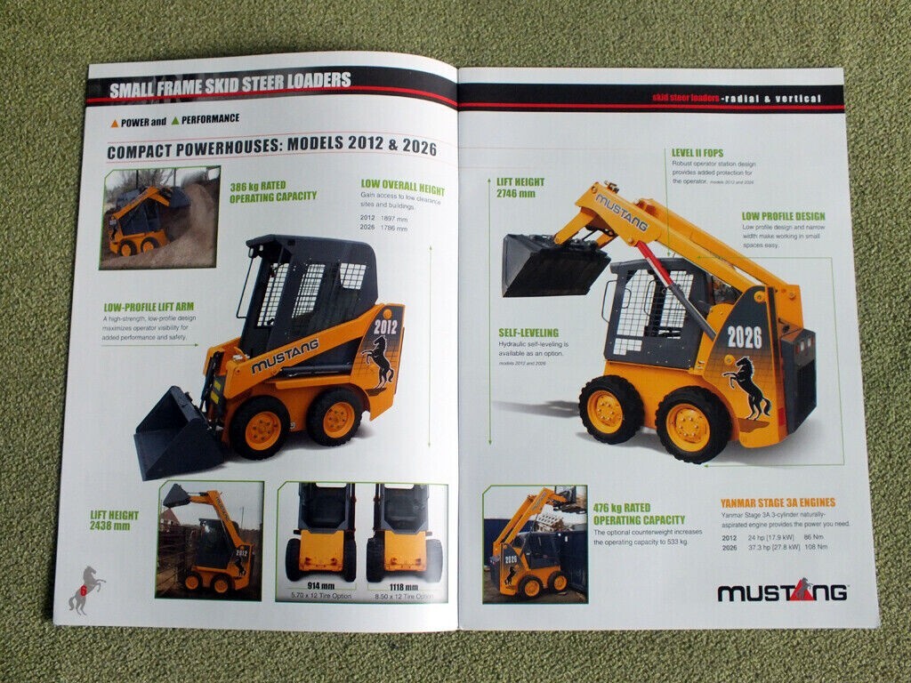 MUSTANG Skid Steer Loaders 1350R – 4000V Models Brochure Prospekt 2015