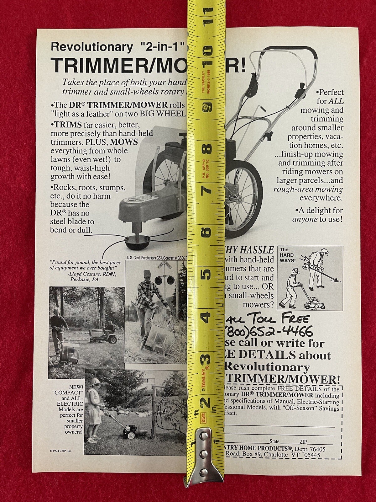 Vintage 1994 DR Trimmer Mower Print Ad Outdoors Yard Work Tool Advertisement