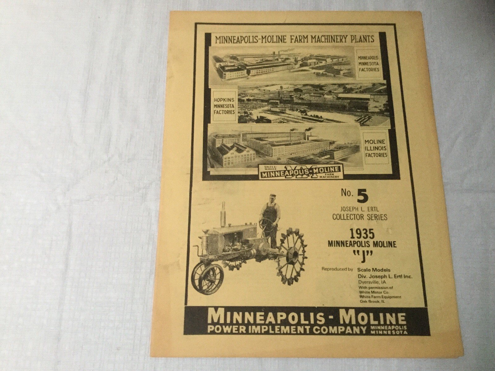 Joseph L. Ertl Scale Models Collectors Series NO. 9, 8, 7, 6, 5 Sales Brochure