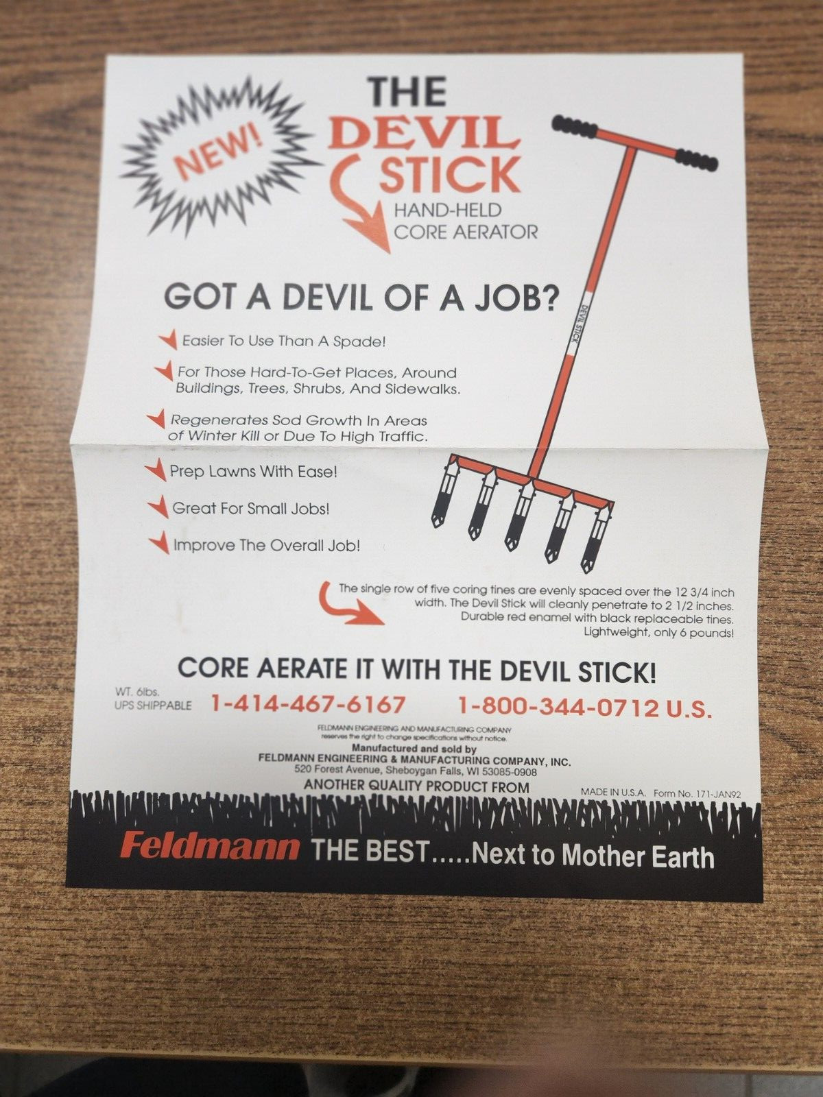 Feldmann advertising: Portable Augers, Aerator Manual, and the Devil Stick
