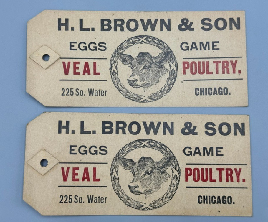 c 1910 LIVESTOCK Commission EGG Veal GAME Poultry Shipping Tags Farm Advertising