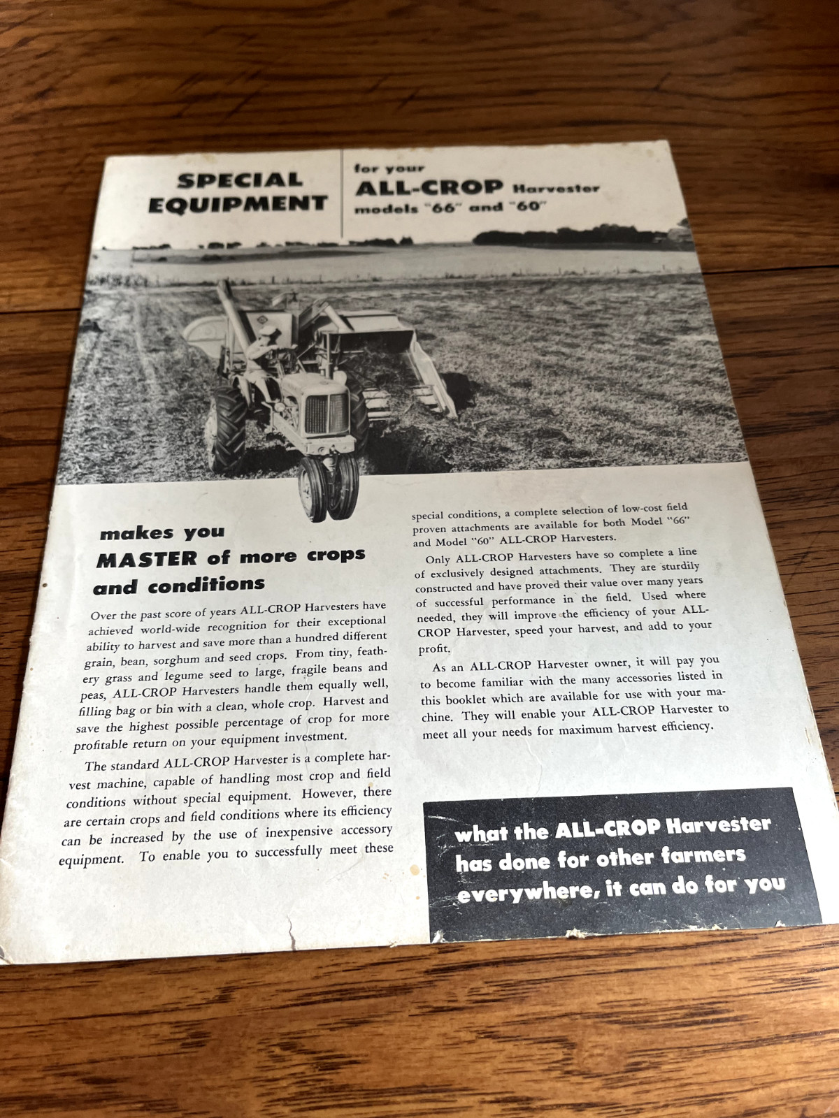 Allis Chalmers Special Equipment for 60 66 Combine for 1953 Brochure FCCA