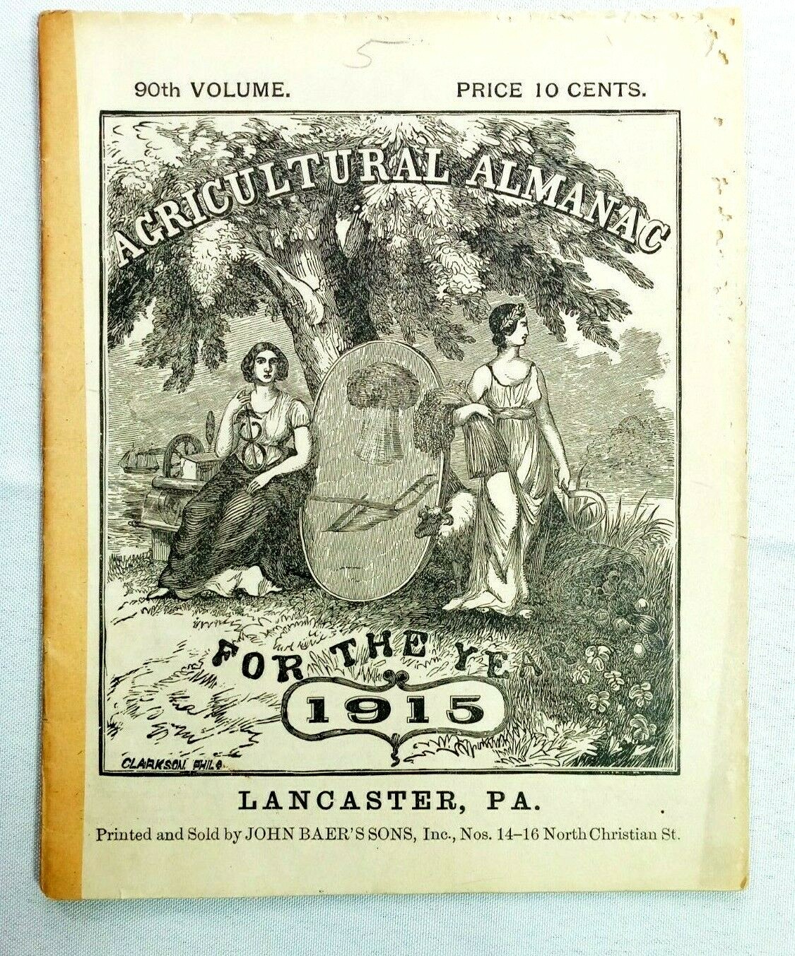 Vintage 1915 John Bear Baer&rsquo;s Agricultural Almanac Lancaster PA Antique Farmers