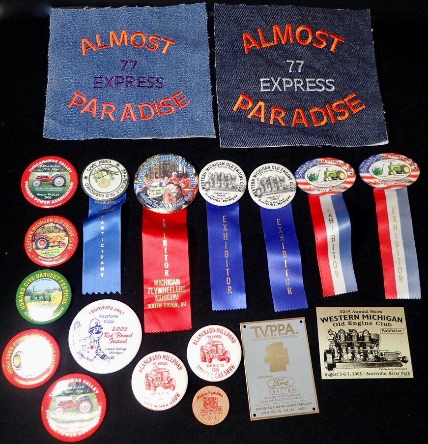 Vintage (19) ANTIQUE TRACTOR & GAS STEAM ENGINE SHOW Button Pins Ribbons Plaques