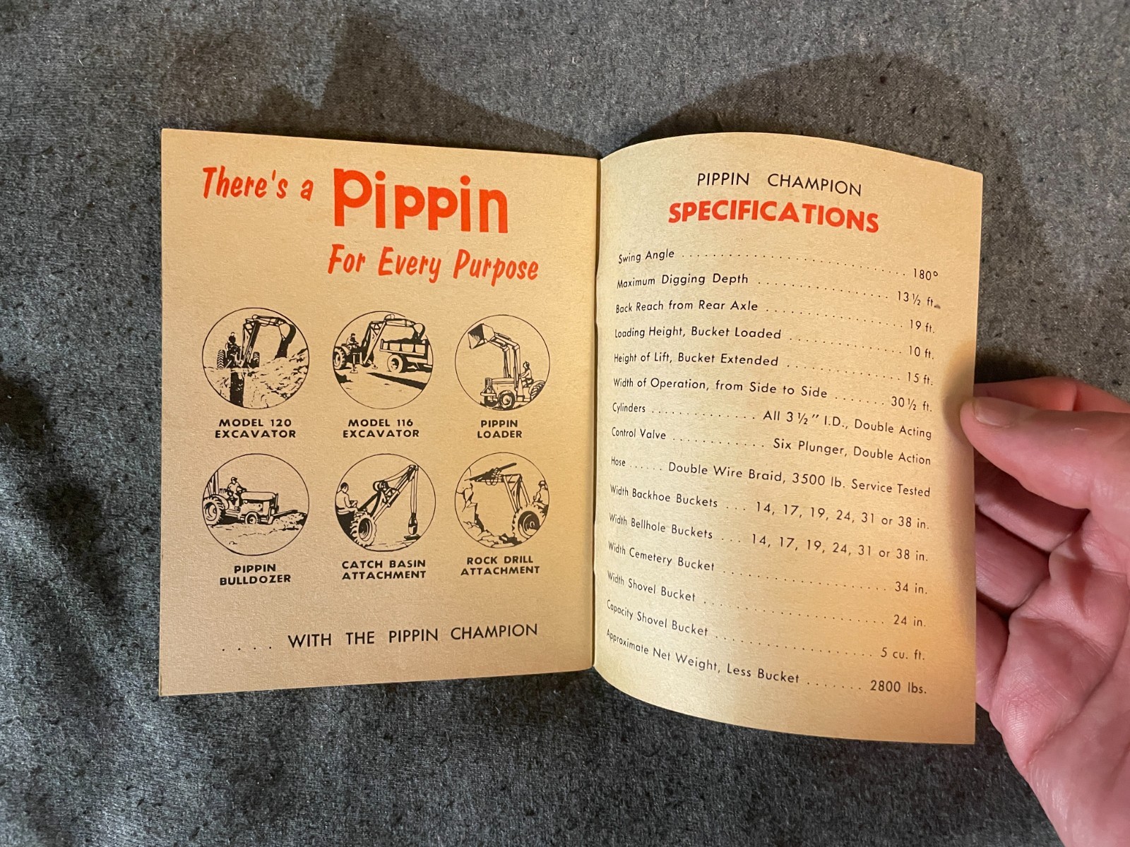 1950&rsquo;s Pippin Backhoes Tractors Brochure Introducing the Champion Vintage