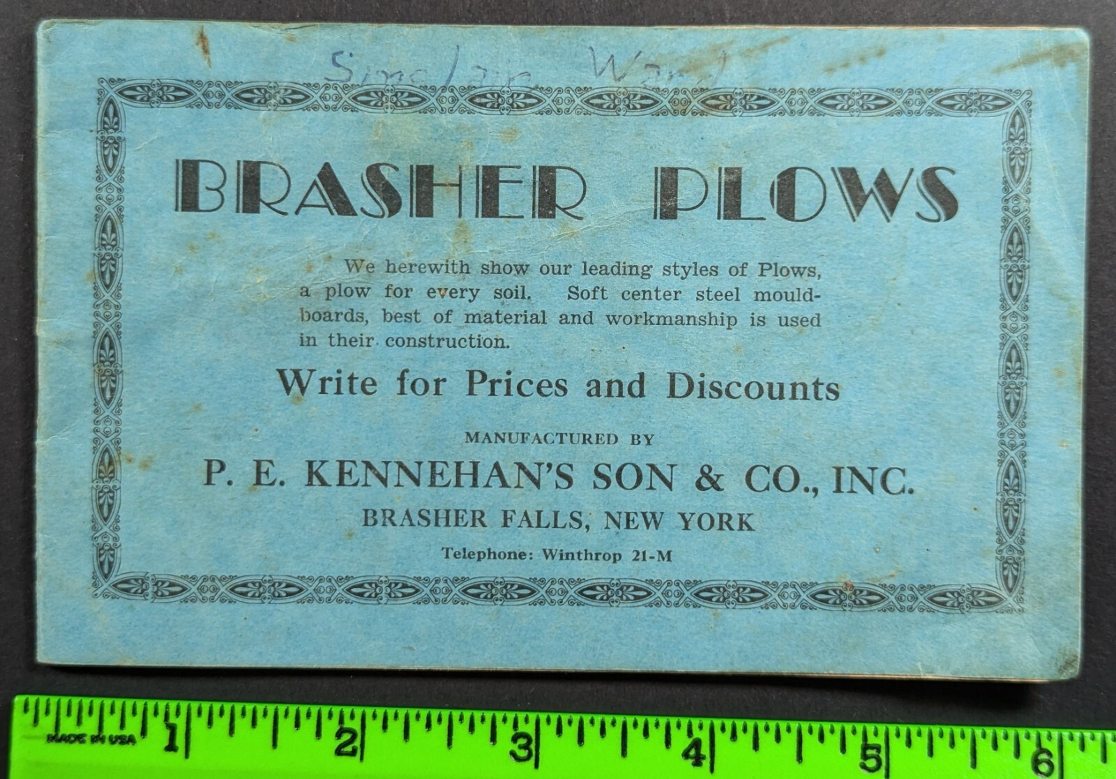 Antique Brasher Plows Brasher Falls NY Farming Graphic 20 Page Catalog