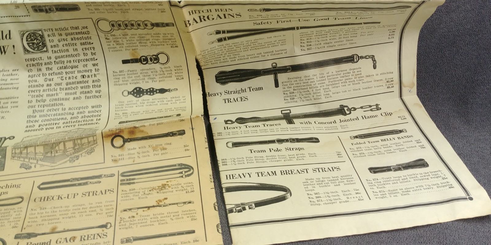 1920s Aniser Mercantile St Joseph Missouri Fold Out Ad Harness Hardware Antique