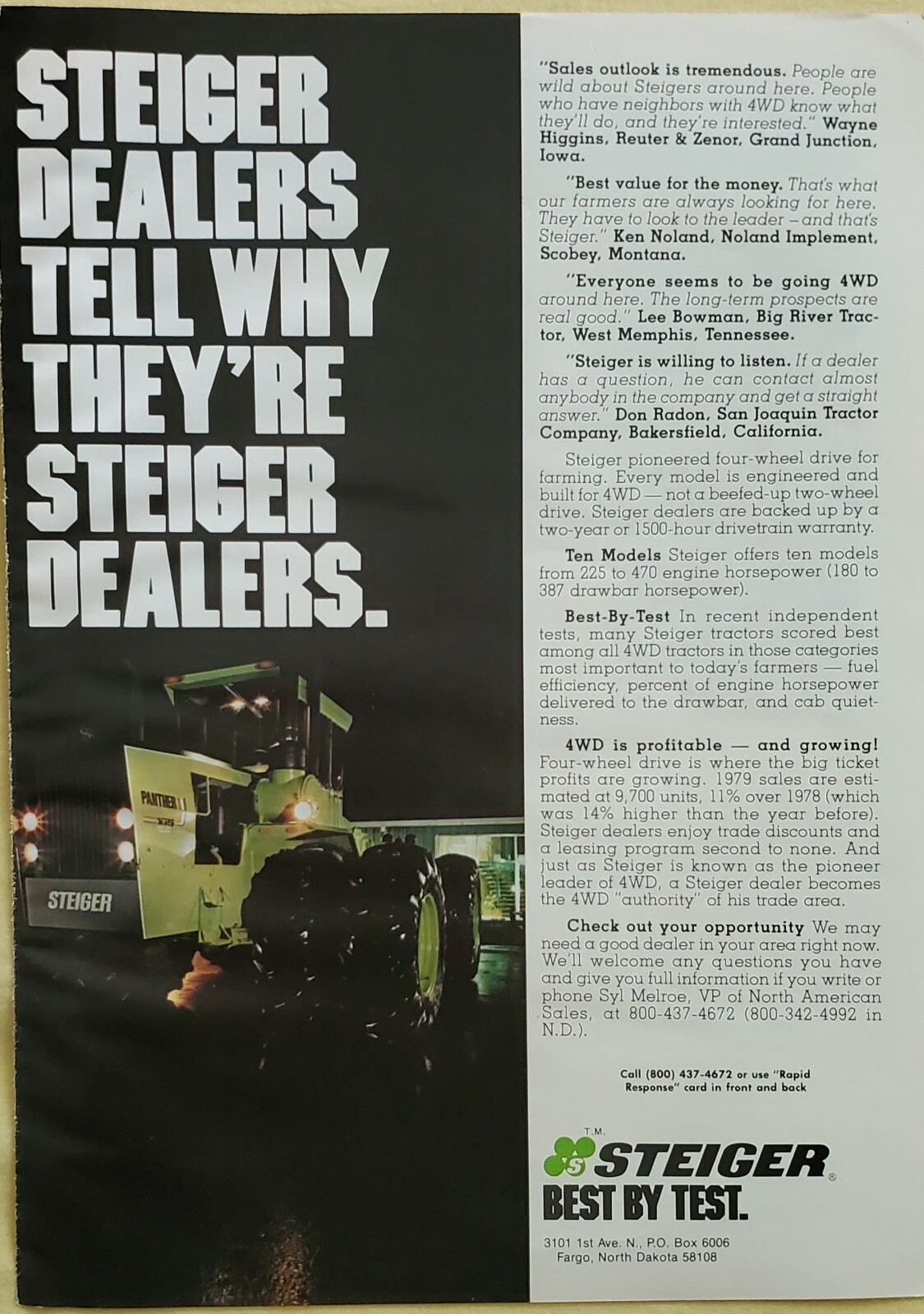 Steiger Tractor Dealership Print Advertisement