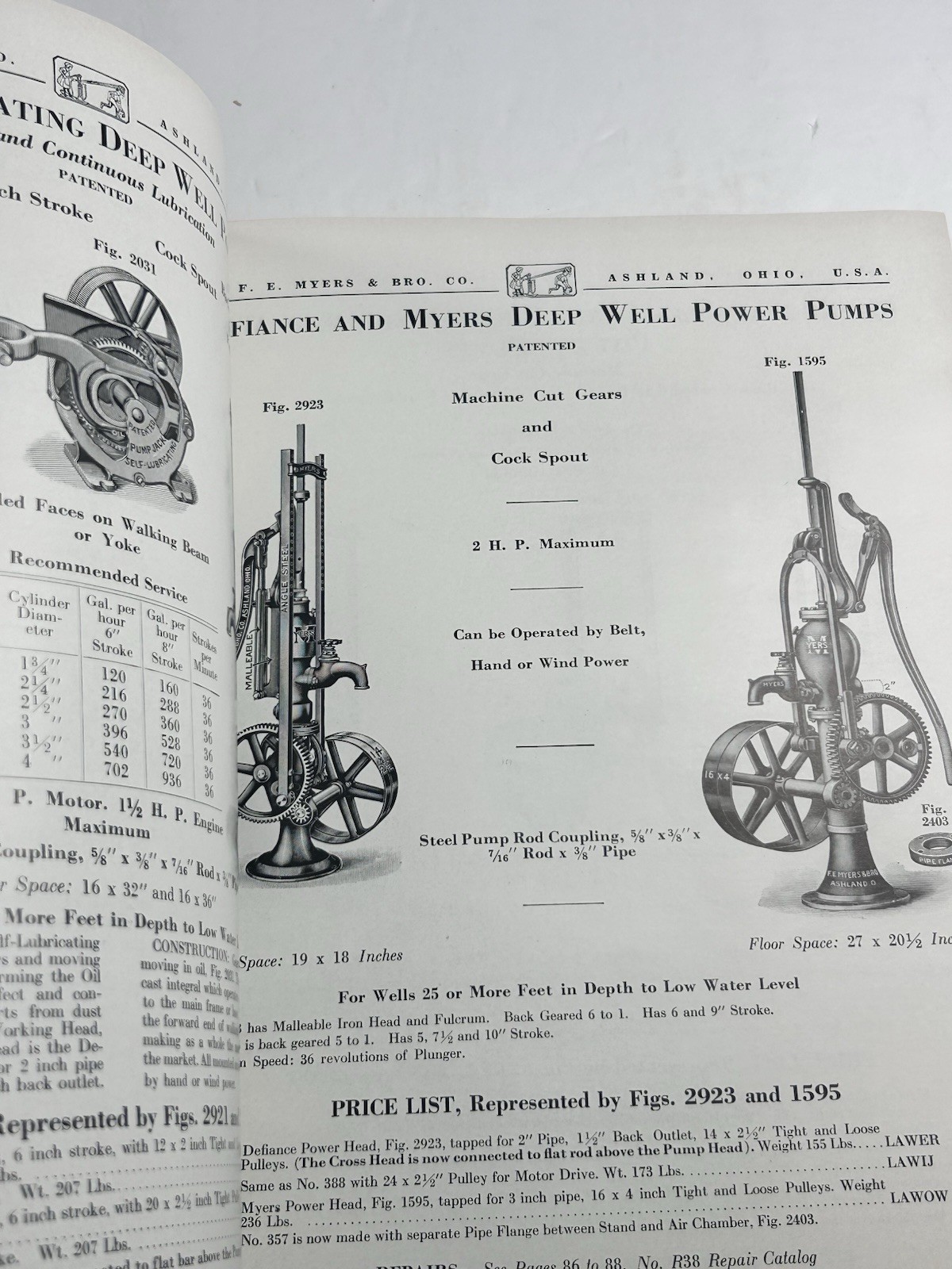 FE Myers Bro Catalog Pumps Water Systems 1938 Ashland Ohio
