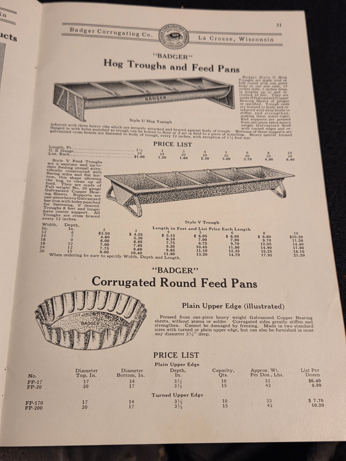 1935 Badger Corrugating Co. Steel Tanks & Troughs Catalog Threshing Wagon