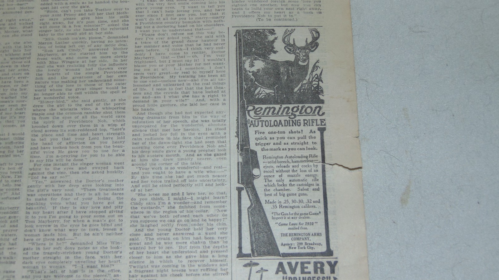 1911 REMINGTON AUTOLOADING RIFLE AND AVERY PLANTER AND OTHER ADVERTISING