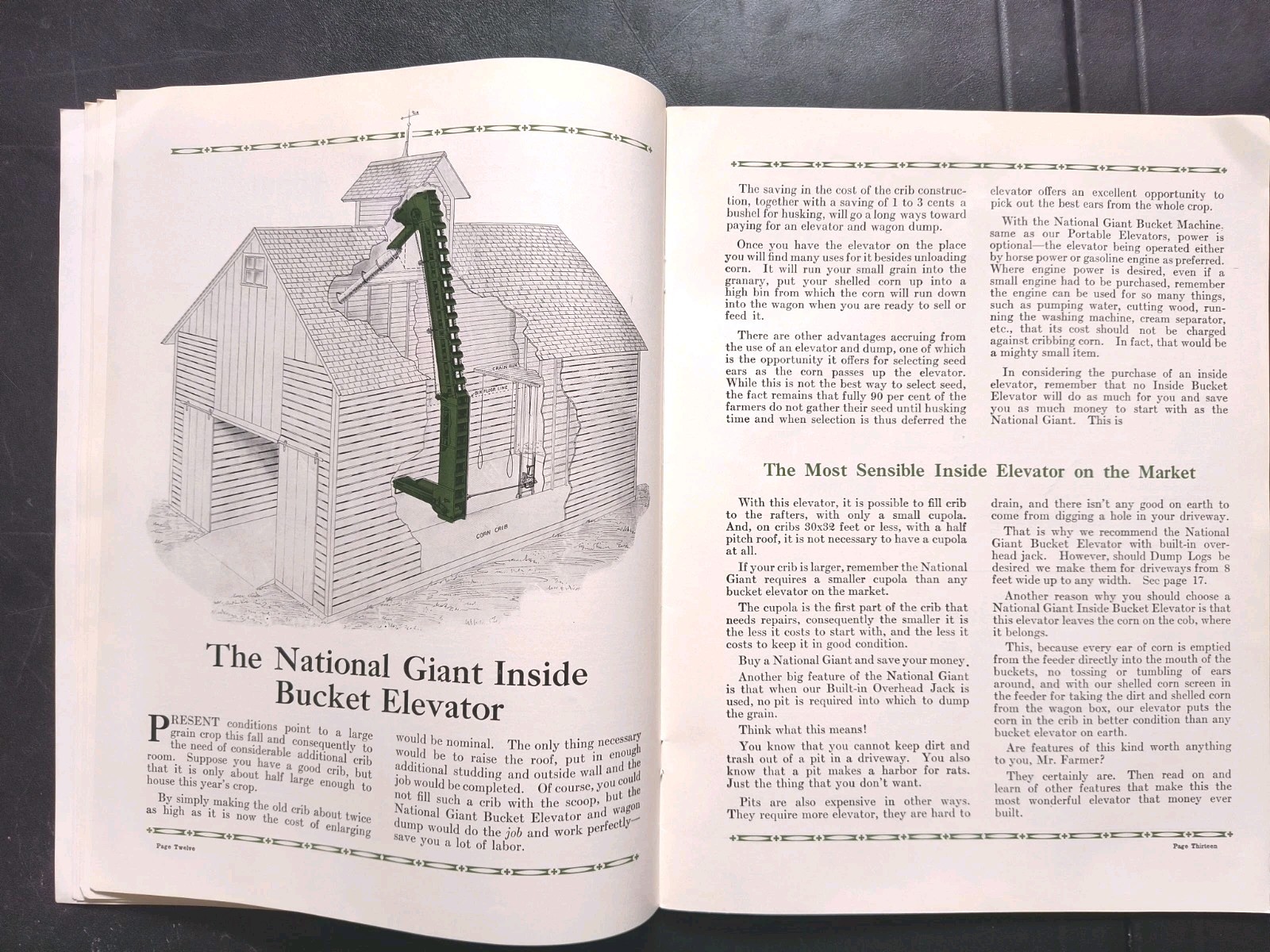 1921 National Giant Sales Brochure. Portable Elevator Mfg Farm Advertising IL