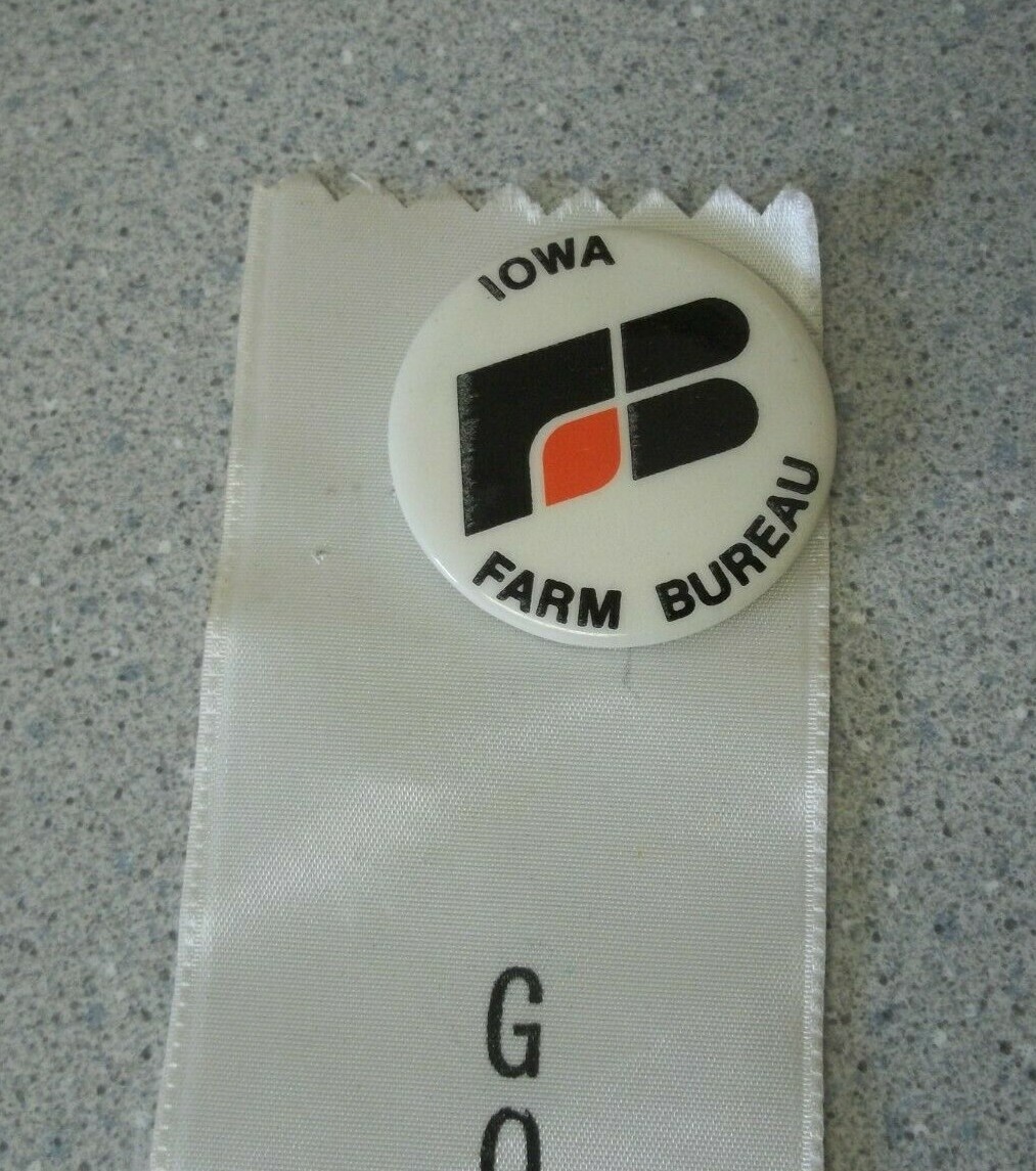 Iowa Farm Bureau pinback and Gourmet Gals ribbon Vintage agriculture advertising