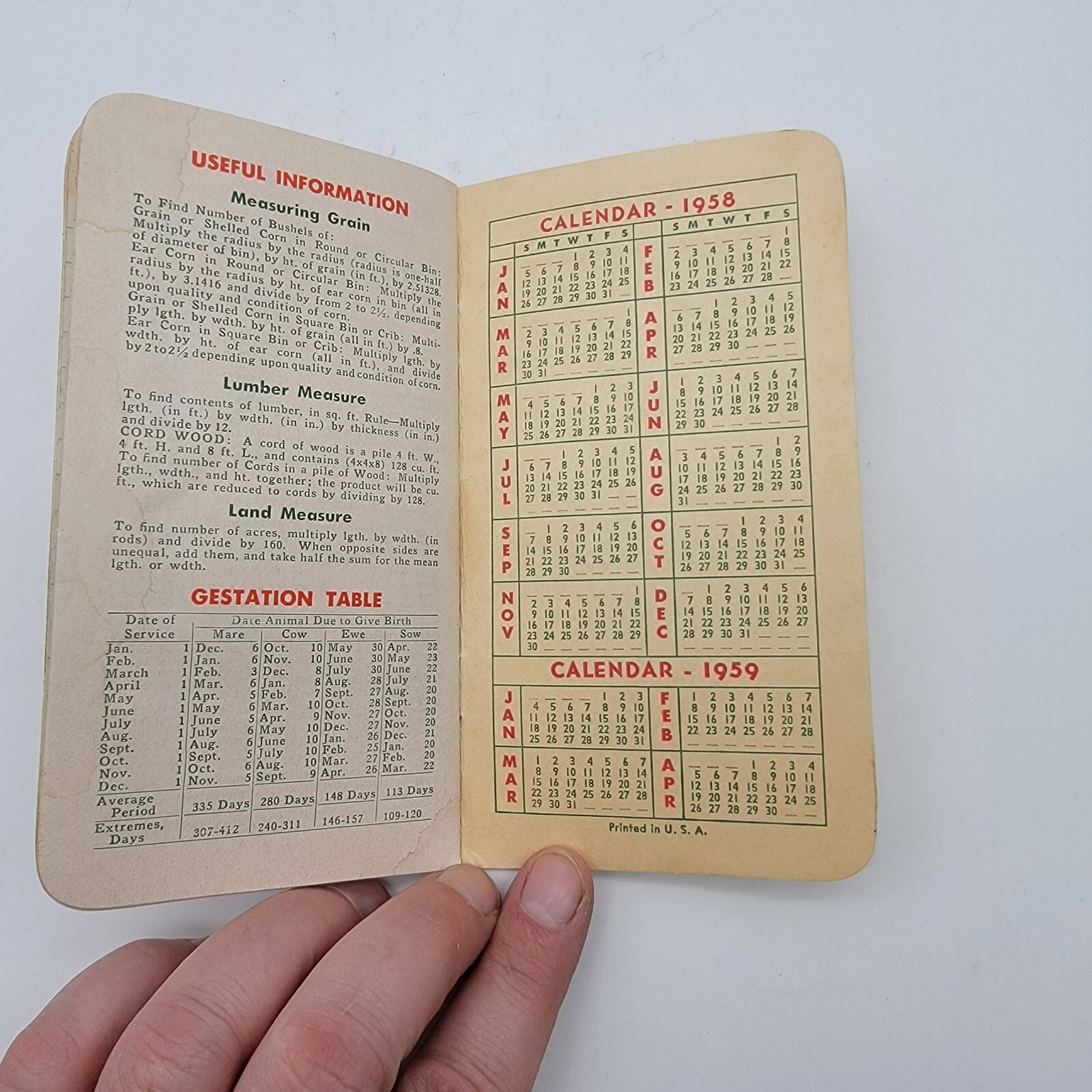 Armour Fertilizers Pocket Memo Book 1958/59 Calendar Nice Cover Unused